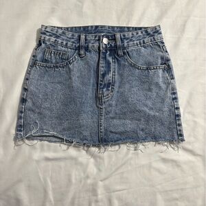 SHEIN Frayed Hem Denim Mini Skirt